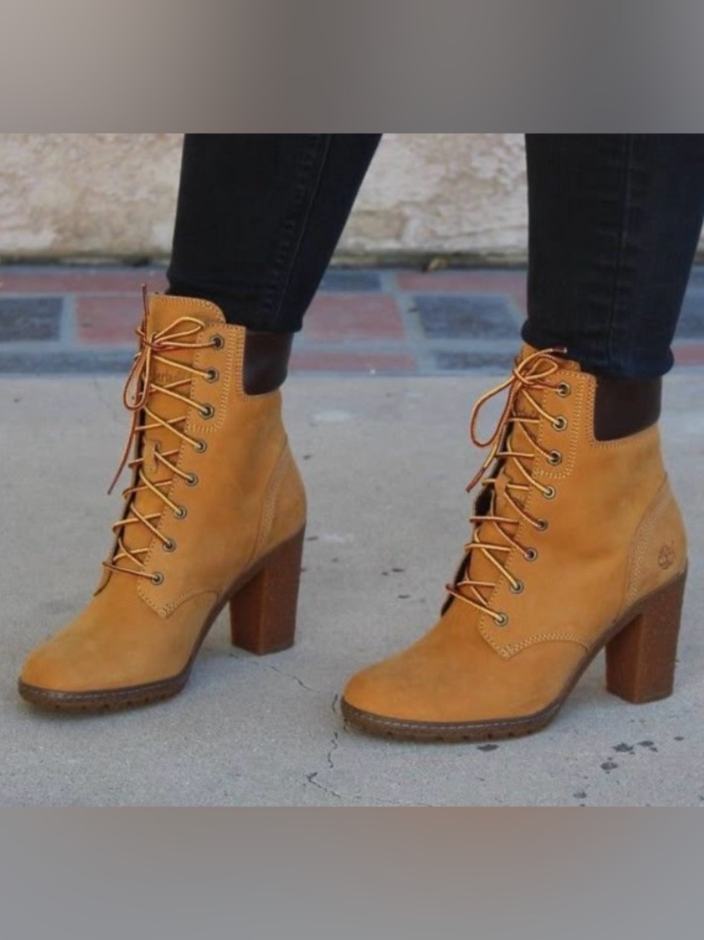 Timberland Women's Wheat Lace-Up Block Heel Boots